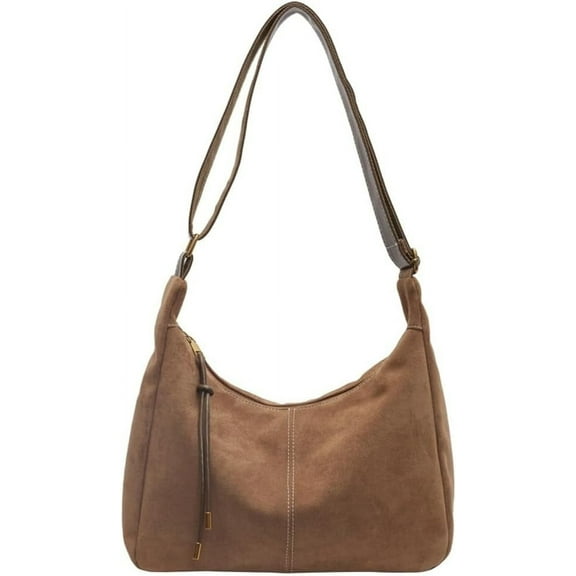 JUYGO Slouchy Suede Shoulder Bag for Women Large Soft Totes Working Purse Handbag Dumpling Crossbody Satchel with Zipper