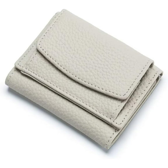 JUYGO Small Wallet for Women Genuine Leather RFID Blocking Card Holder Minimalist Tri-fold Cash Wallet with Snap Coin Pouch