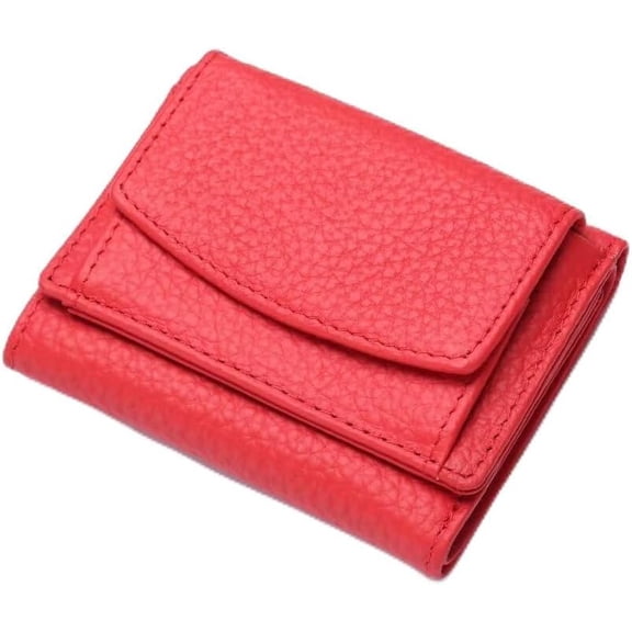 JUYGO Small Wallet for Women Genuine Leather RFID Blocking Card Holder Minimalist Tri-fold Cash Wallet with Snap Coin Pouch