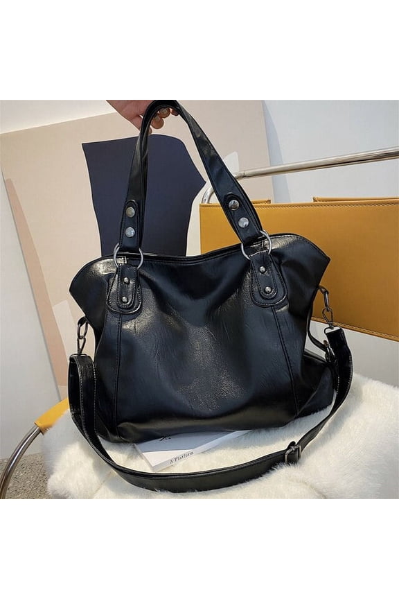 Solid Color Quality Soft Leather Crossbody Handbag Lady Travel Tote Bag Big Black Shoulder Bags for Women Large Hobo Shopper Bag