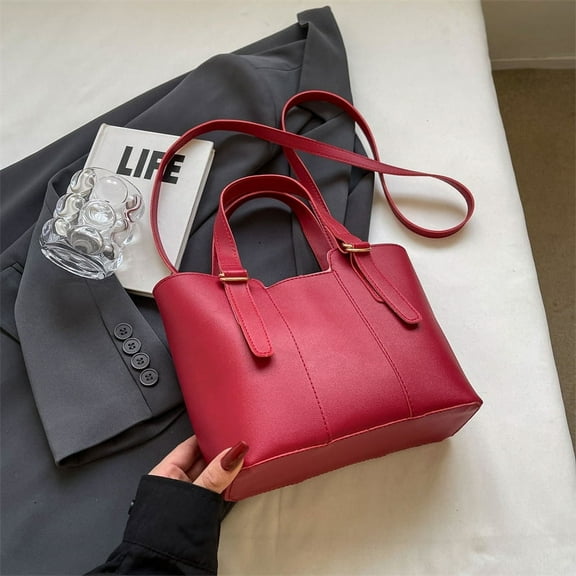 JUYGO Solid Color Texture Large Capacity Handbag Spring New Versatile Instagram One Shoulder Crossbody Bag Casual Tote Bag