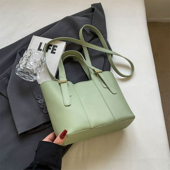 JUYGO Solid Color Texture Large Capacity Handbag Spring New Versatile Instagram One Shoulder Crossbody Bag Casual Tote Bag