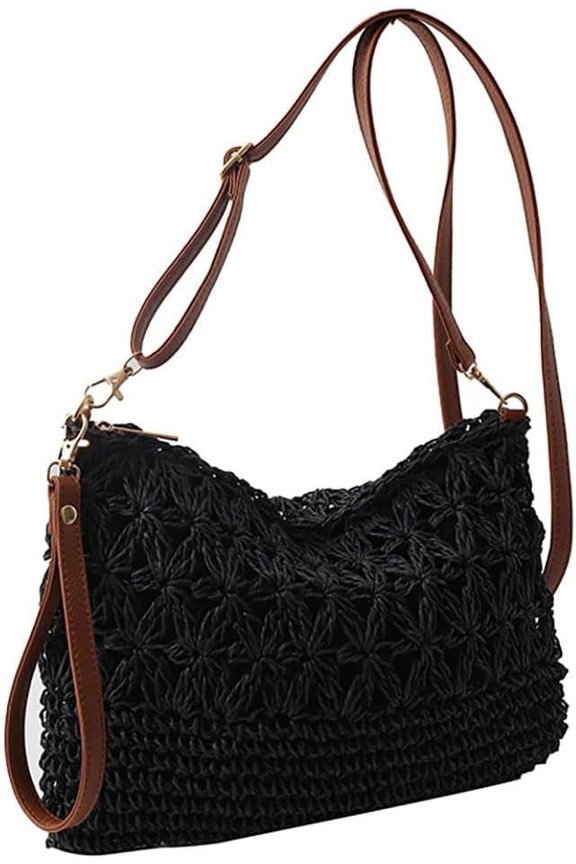 Square Bag Straw Beach Bags For Women Rattan Purse Summer Straw Crossbody Handmade Raffia Bag Handbag Purse Shoulder Bag