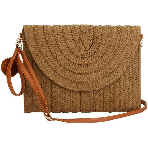 JUYGO Straw Clutch,Straw Handbag Clutch for Women Summer Beach Straw Woven Envelope Purse Wallet