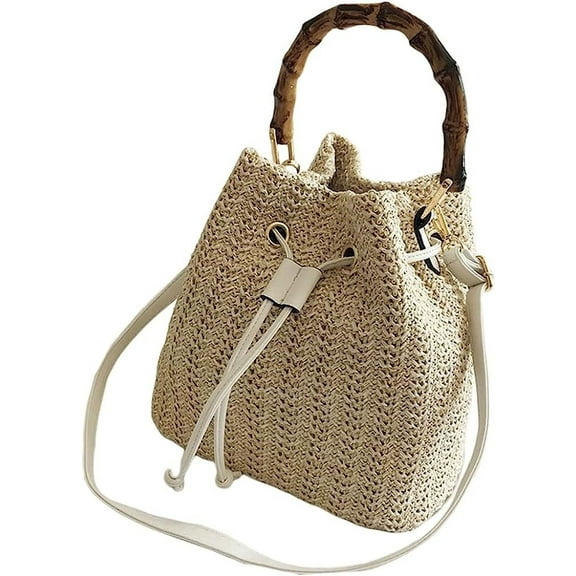 JUYGO Straw Hobo Bag for Women Woven Shoulder Crossbody Bag Bucket Handbag Totes Summer Purse Bamboo Handle