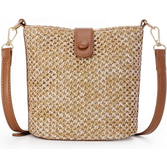 JUYGO Straw Woven Crossbody Bag Purse for Women,Small Handmade Raffia Tote Handbags Clutch for Summer Beach Vacation