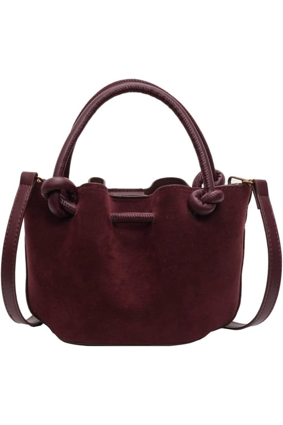 Suede Bucket Bag Women Crossbody Bags Shoulder Purse Satchels Ruched Handbag Suede Bucket Purses Work Travel Fall