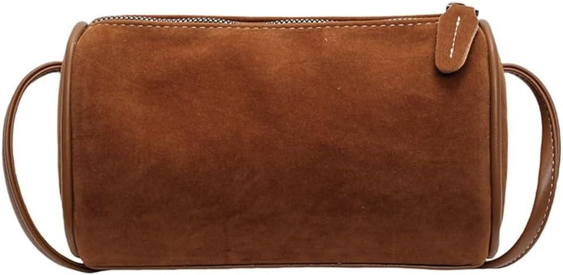 Suede Women's Shoulder Bag with Plush Details