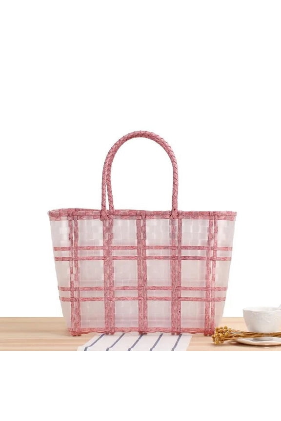 Summer Handbag For Women Fashion Transparent Jelly Bag Female Large Capacity Woven Beach Bag Handmade Shopping Basket Tote Bolsa