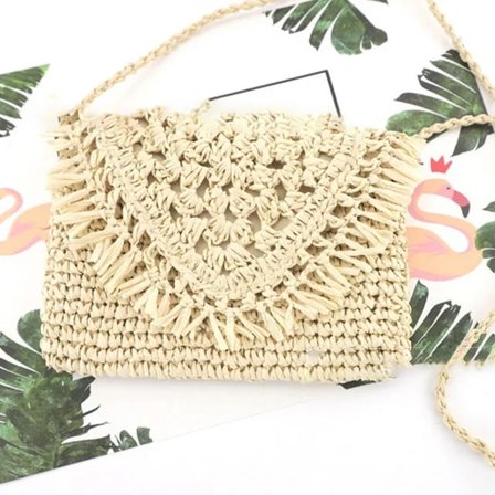 JUYGO Summer Straw Bags For Women Handmade Tassel Beach Bags Raffia Rattan Woven Handbags Vacation Shoulder Crossbody Bags Clutch
