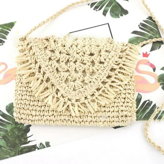 JUYGO Summer Straw Bags For Women Handmade Tassel Beach Bags Raffia Rattan Woven Handbags Vacation Shoulder Crossbody Bags Clutch
