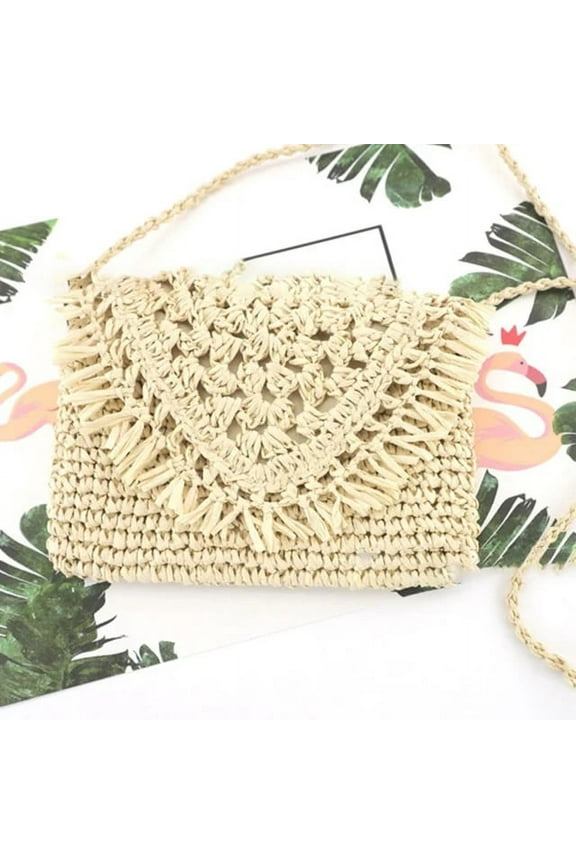 Summer Straw Bags For Women Handmade Tassel Beach Bags Raffia Rattan Woven Handbags Vacation Shoulder Crossbody Bags Clutch