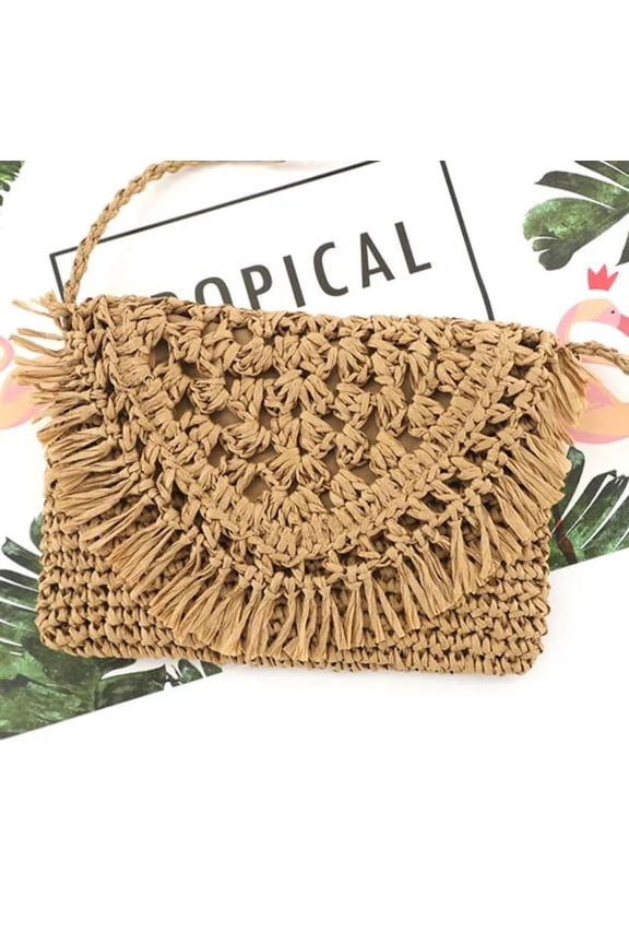 Summer Straw Bags For Women Handmade Tassel Beach Bags Raffia Rattan Woven Handbags Vacation Shoulder Crossbody Bags Clutch