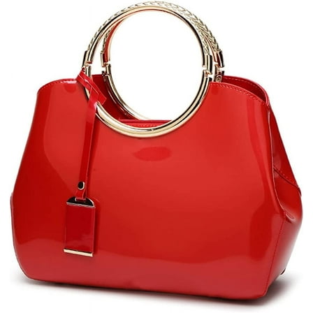 JUYGO Top Handle Handbag for Women Glossy Patent Leather Shoulder Bag Evening Party Crossbody Bag Wedding Satchel Purse