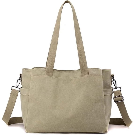 JUYGO Top Handle Handbag for Women Large Capacity Crossbody Bag Canvas Shoulder Bag Casual Tote Bag Satchel Retro Purse