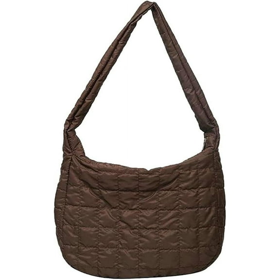 JUYGO Trendy Large Capacity Shoulder Bag Padded Women Handbag Cozy Winer Down Crossbody Bag