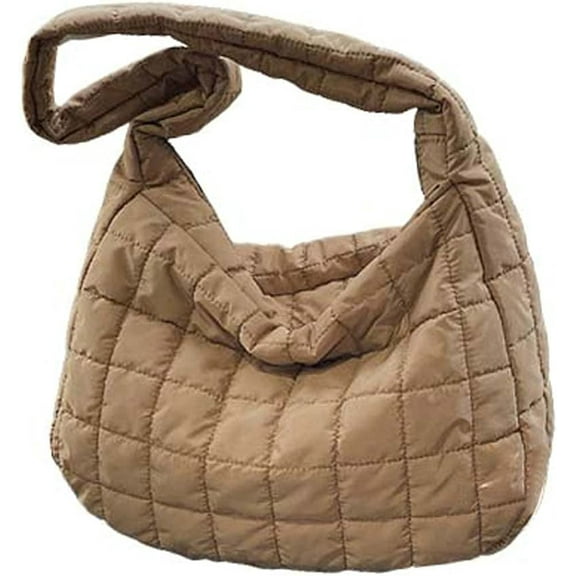 JUYGO Trendy Large Capacity Shoulder Bag Padded Women Handbag Cozy Winer Down Crossbody Bag