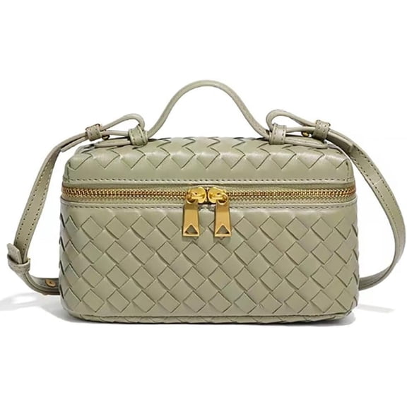 JUYGO Trendy Woven Crossbody Purse Square Box Bags Women Shoulder Bag Cute Satchels Mini PU Leather Top-Handle Tote Handbag