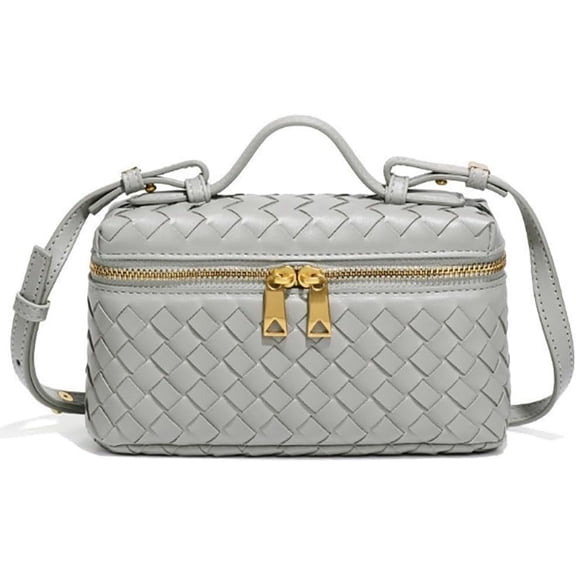 JUYGO Trendy Woven Crossbody Purse Square Box Bags Women Shoulder Bag Cute Satchels Mini PU Leather Top-Handle Tote Handbag