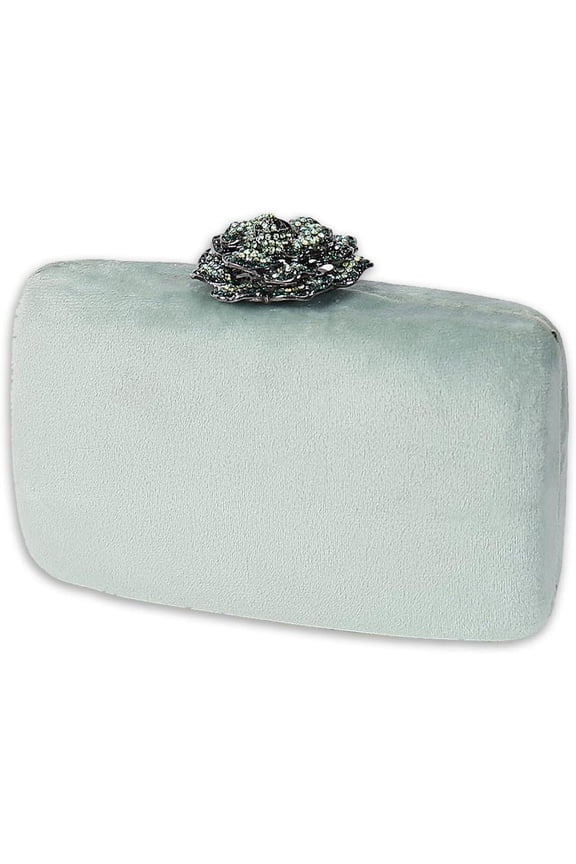 Velvet Clutch Bag for Women Diamond Flower Lock Evening Bag Sparkly Rhinestone Handbag Bridal Wedding Purse