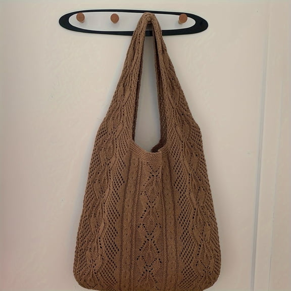 JUYGO Vintage Chic Polyester Shoulder Bag - Unlined, No-Closure, Stylish Summer Beach Tote for Urban School and Shopping - Solid Color, Urban Theme, Perfect for Women on-the-go