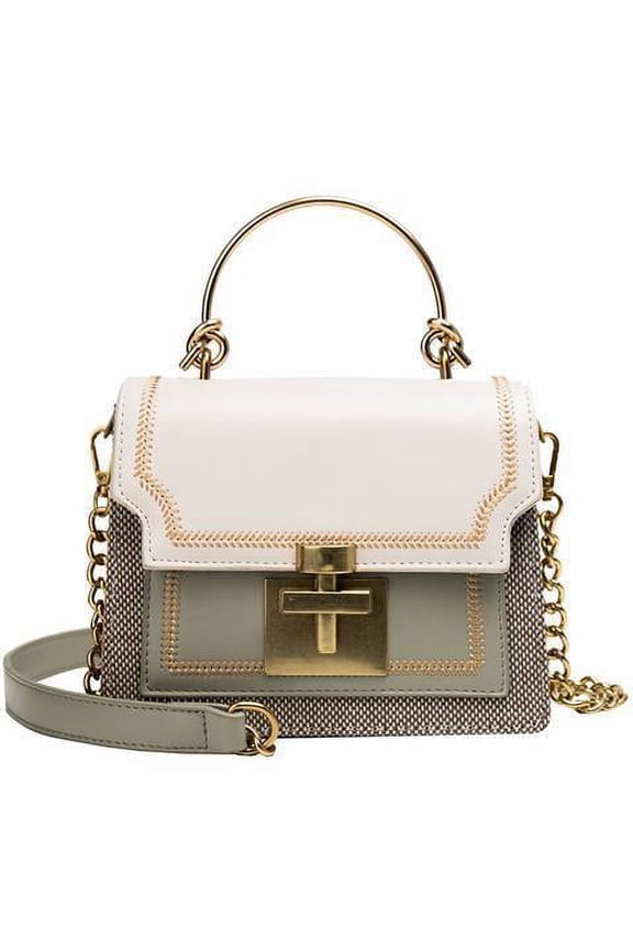 Vintage Handbag for Women Embroidery Elegant Luxury Designer Shoulder Bag Contrast Color Winter New Fashion Girl Square Bag