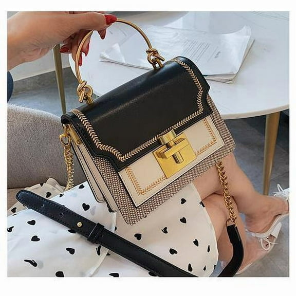 JUYGO Vintage Handbag for Women Embroidery Elegant Luxury Designer Shoulder Bag Contrast Color Winter New Fashion Girl Square Bag
