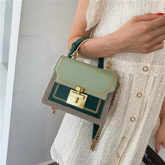 JUYGO Vintage Handbag for Women Embroidery Elegant Luxury Designer Shoulder Bag Contrast Color Winter New Fashion Girl Square Bag