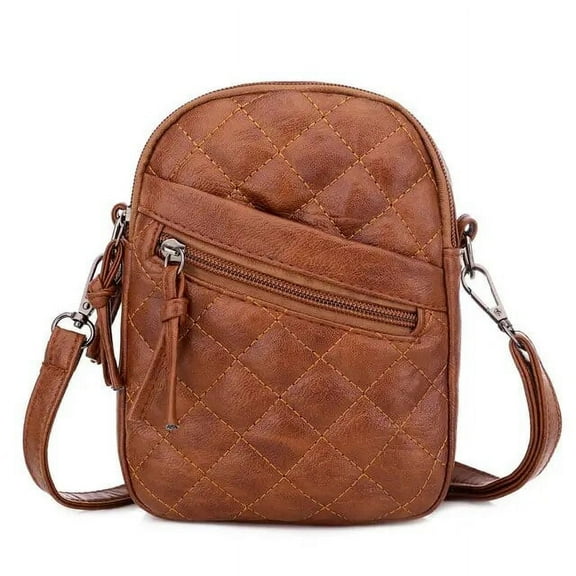 JUYGO Vintage Plaid Shoulder Bag Women Multilayer PU Leather Crossbody Bag Large Capacity Square Bag Mobile Phone Purse Lady Handbag