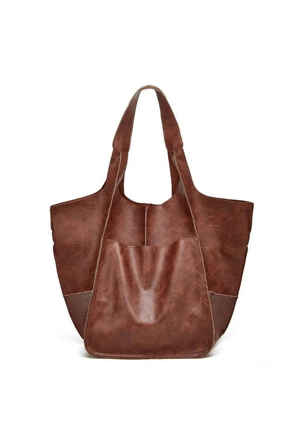 Vintage Soft Leather Tote Bag Large Capacity Shoulder Bag High Quality Handbag Casual Handbag Shopping Handle Bolsa sac
