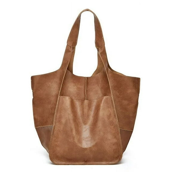 JUYGO Vintage Soft Leather Tote Bag Large Capacity Shoulder Bag High Quality Handbag Casual Handbag Shopping Handle Bolsa sac