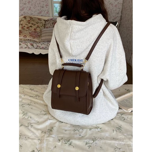 JUYGO Vintage women backpacks PU leather Female Shoulder Bag Multifunction Ladies backsmall totes hand bag DaySoftback black