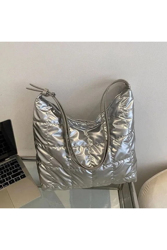 Winter Large Capacity Tote Bag Female Space Cotton Shoulder Bag Down Handbag for Women Fashion Shoppng Armpit Bag Purse Bolsa