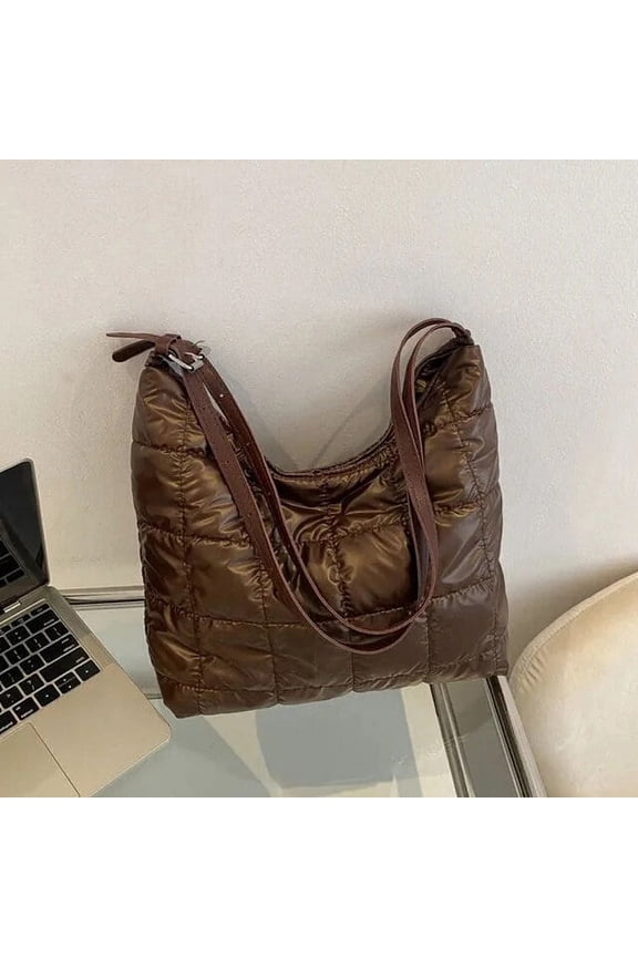 Winter Large Capacity Tote Bag Female Space Cotton Shoulder Bag Down Handbag for Women Fashion Shoppng Armpit Bag Purse Bolsa