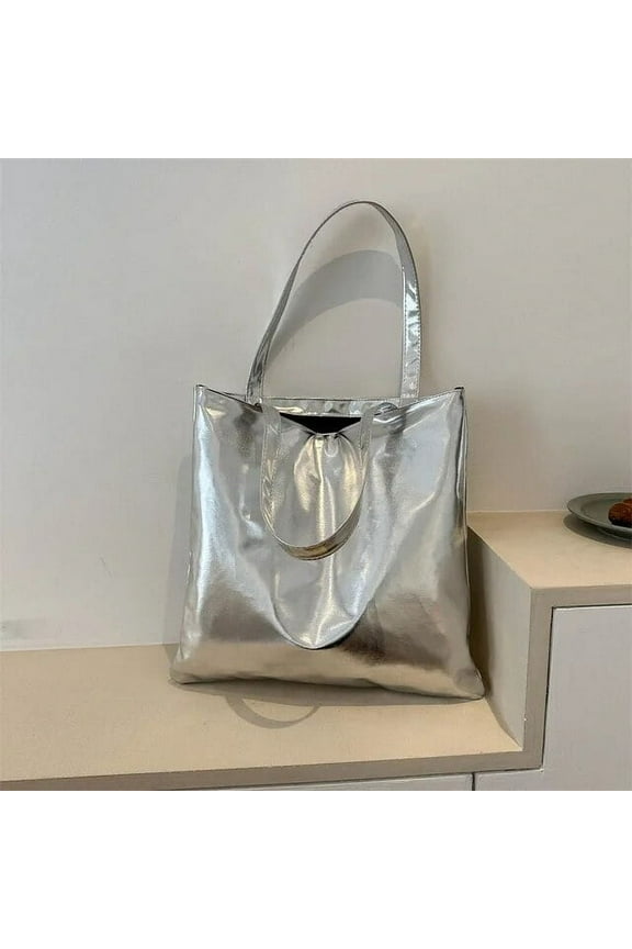Women Crossbody Bag Luxury Designer PU Shoulder Bag Solid Color Glossy Patent Leather Simple Female Commuter Handbag Shopper Bag