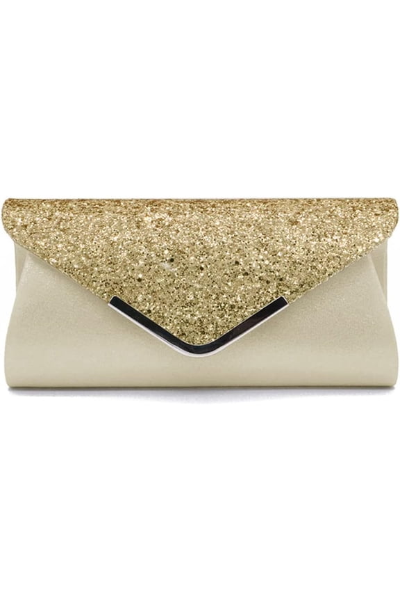 Women Envelope Clutch Bag Sequins Evening Bag Shiny Handbag with Detachable Chain Bridal Wedding Purse