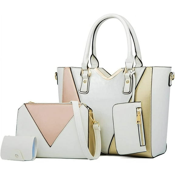 JUYGO Women Fashion Handbag PU Leather Tote Shoulder Bag Top Handle Satchel 4pcs Purse Set