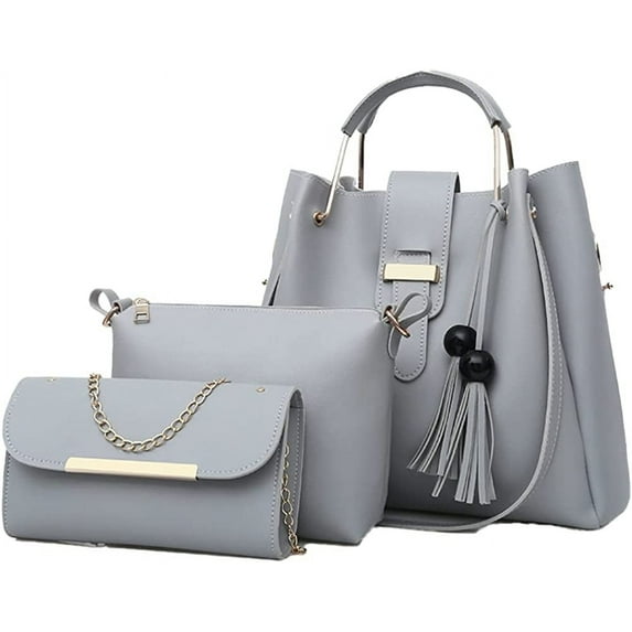 JUYGO Women Fashion Tote Handbag Satchel 3pcs Purse Set Chic Bucket Shoulder Bag Clutch