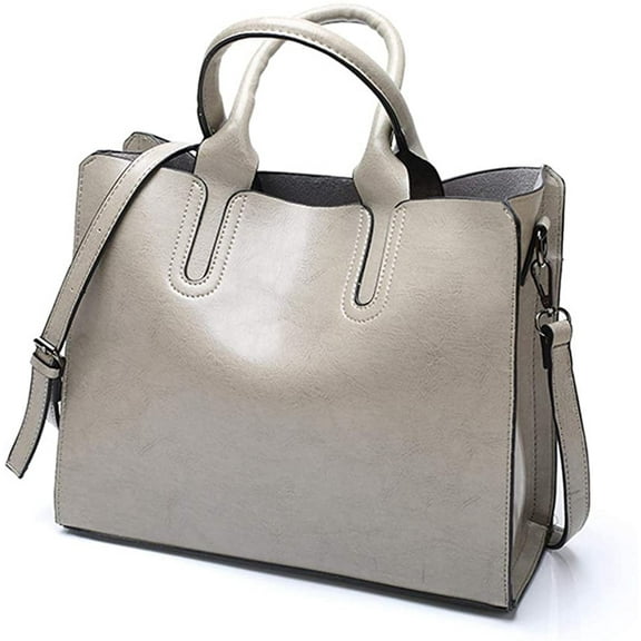 JUYGO Women Fashion Tote Handbags Lightweight PU Leather Satchel Shoulder Bags Retro Oil Wax Handle Purse