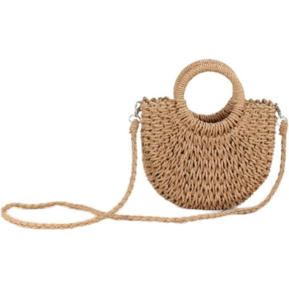 JUYGO Women Mini Straw Tote Bag Summer Beach Rattan Handbag Crossbody Shoulder Top Handle Handbag Handmade Purse Clutch Bag