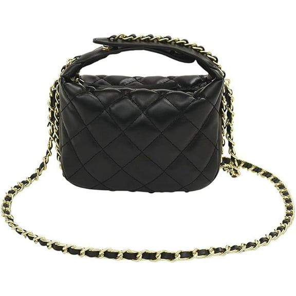JUYGO Women Mini Tote Bag Cute Quilted Crossbody Shoulder Bag Top Handle Satchel Purses Mini Hobo Handbag with Chain Strap
