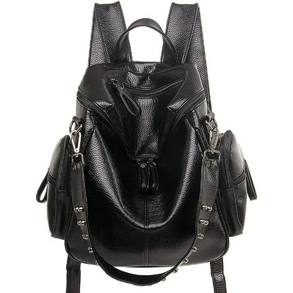 JUYGO Women PU Leather Backpack Fashion Casual Shoulder Bag Large Capacity Handbag Retro Travel Bag School Purse