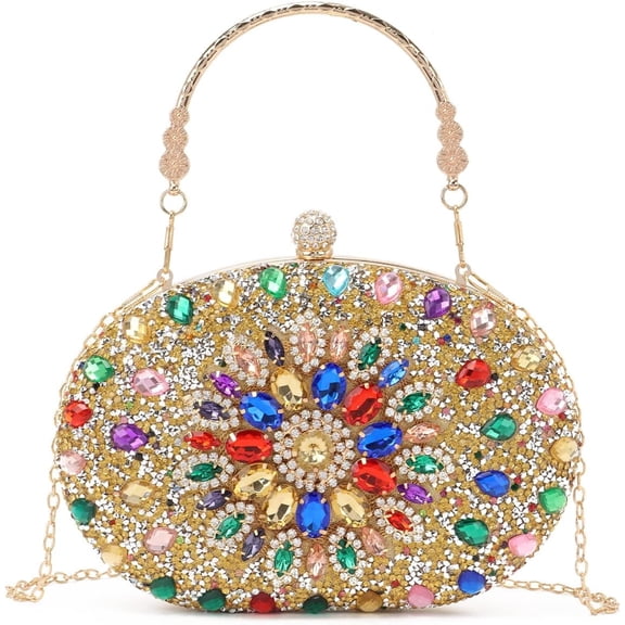 JUYGO Women Rhinestone Evening Clutch Purse Bag Bling Glitter Sparkly Diamond Tote Bag Crystal Wedding Party Bag