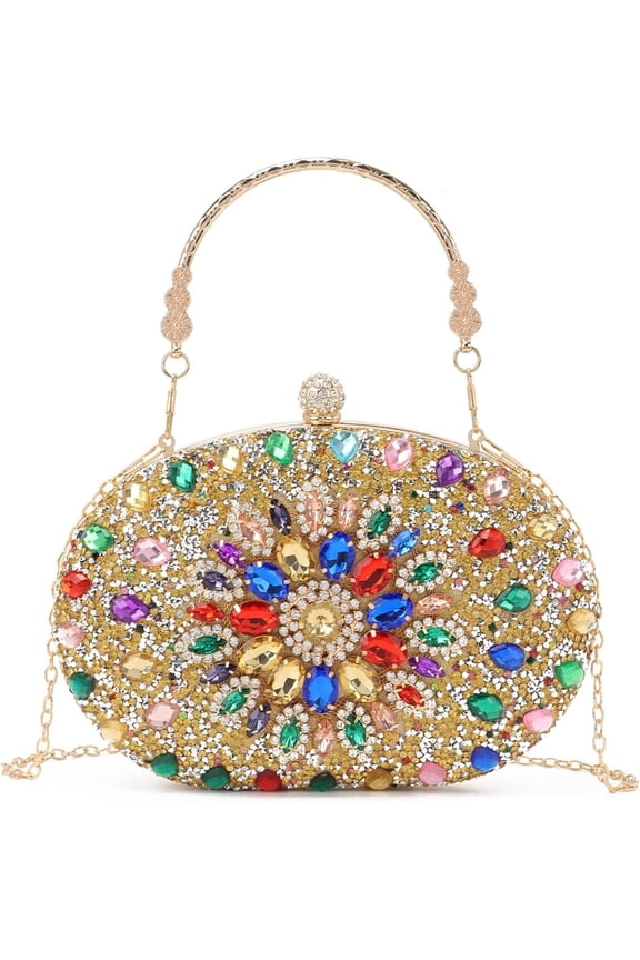 Women Rhinestone Evening Clutch Purse Bag Bling Glitter Sparkly Diamond Tote Bag Crystal Wedding Party Bag