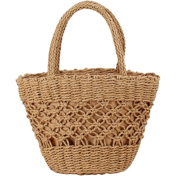 JUYGO Women Straw Woven Tote Bags Summer Beach Handmade Purse Weaving Vintage Bag Handbag