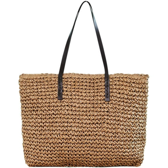 JUYGO Women Straw Woven Tote Large Beach Handmade Weaving Shoulder Bag Purse Straw Handbag