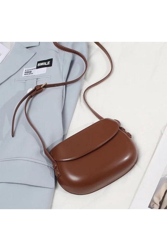 Women Stylish Crossbody Bag Large Capacity PU Saddle Bag Casual Satchel Bag Adjustable Strap Retro Commuting Bag Chic Hobo Bag