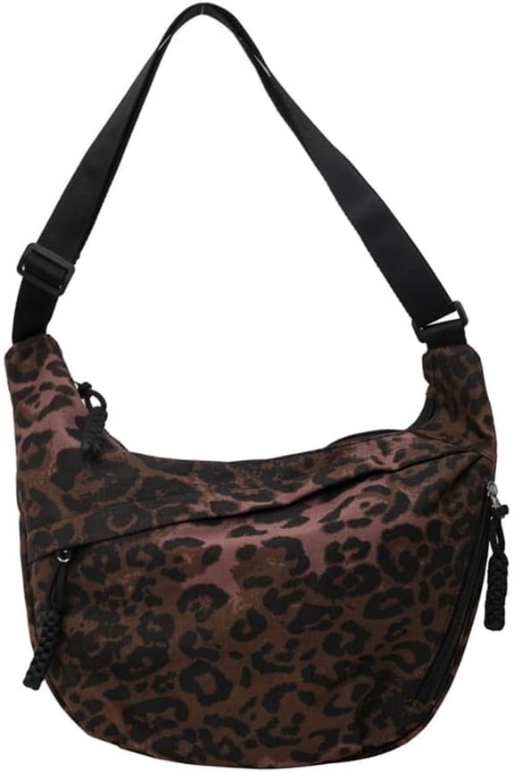 Women Stylish Dumpling Bag Multi-pockets Leopard Print Fashion Shoulder Bag Large Capacity Daily Messenger Bag Adjus