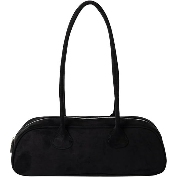 JUYGO Women Suede Boston Tote Bag Zipper Shoulder Bag Multi-pocket Solid Color Clutch Purse for Shopping Travel