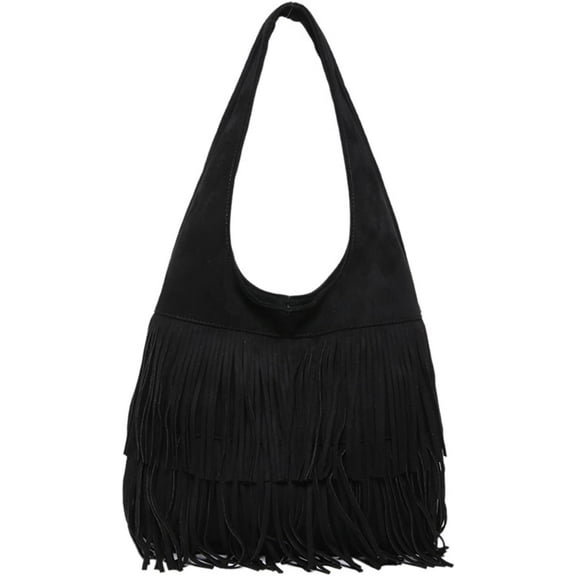 JUYGO Women Suede Handbag Vintage Fringe Hobo Bag Shoulder Bag with Tassel Hippie Western Purse Large Tote Bag